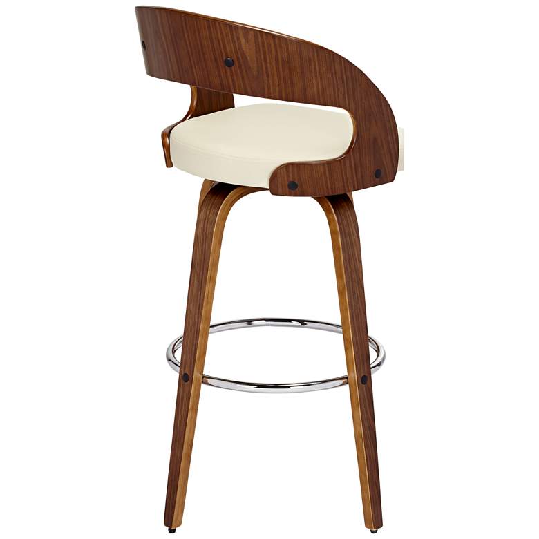 Shelly 30&quot; Cream Faux Leather Modern Swivel Bar Stool more views