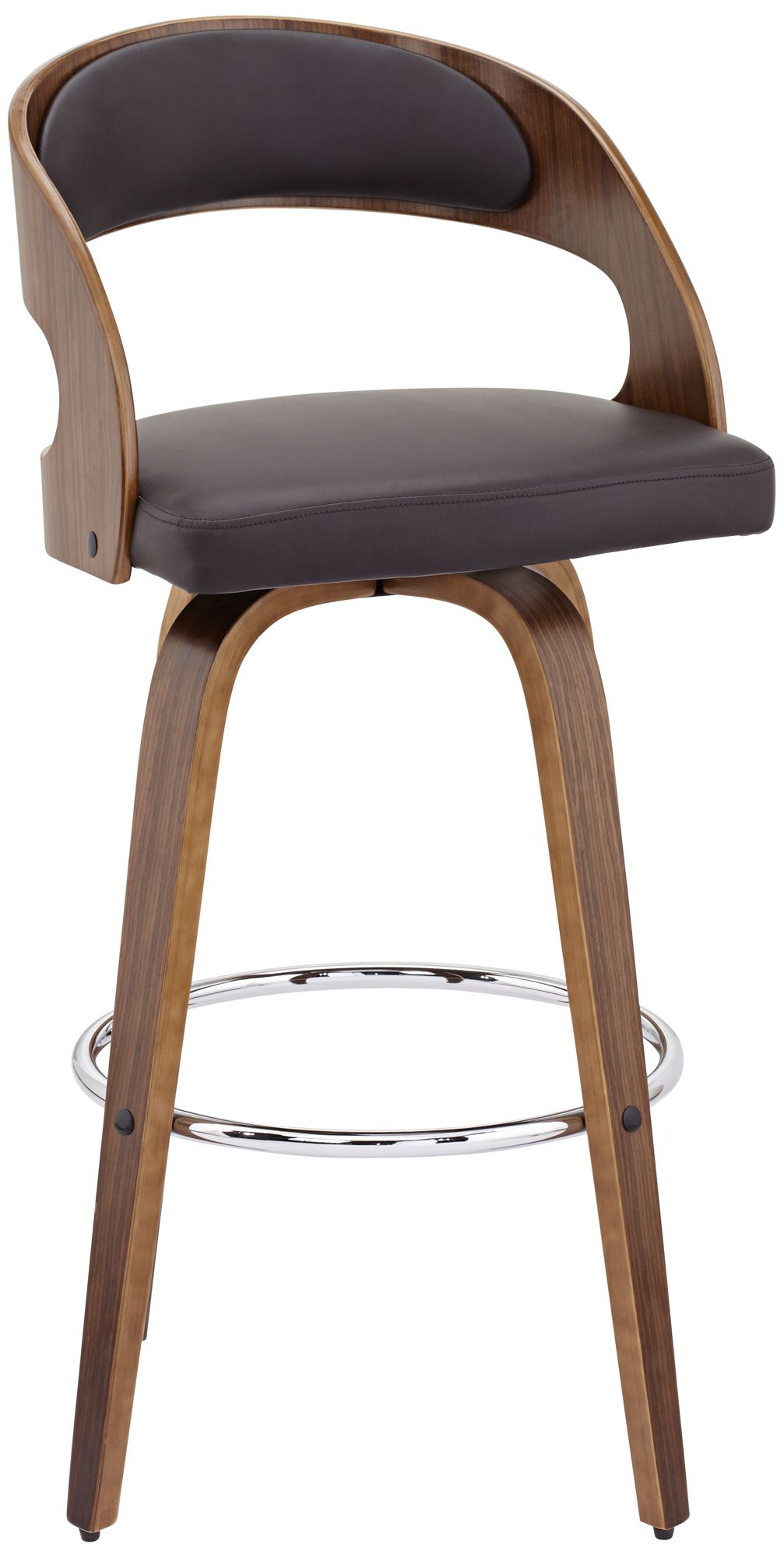 Image 4 Shelly Modern 30" Brown Faux Leather Swivel Bar Stool more views