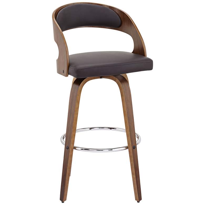 Image 4 Shelly Modern 30 inch Brown Faux Leather Swivel Bar Stool more views