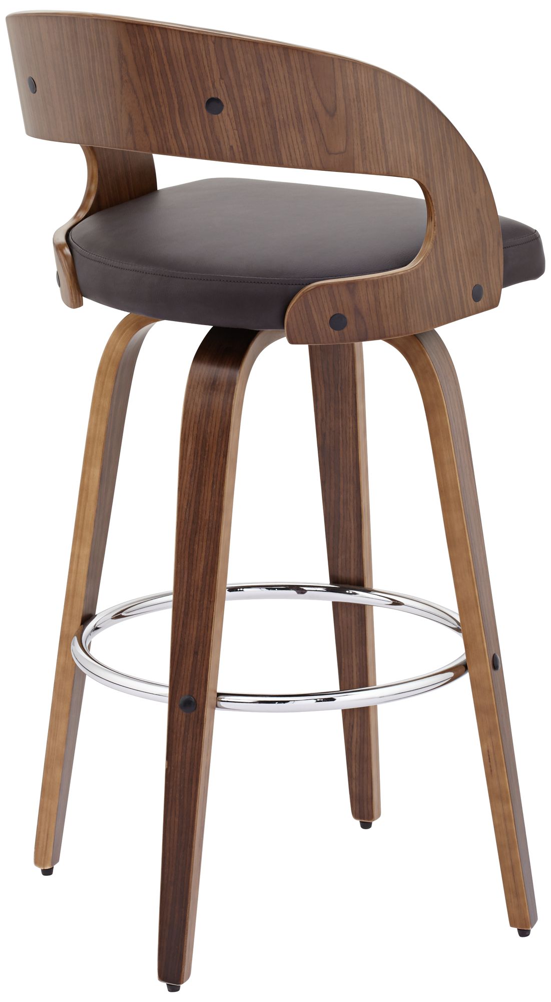 Image 5 Shelly Modern 30" Brown Faux Leather Swivel Bar Stool more views