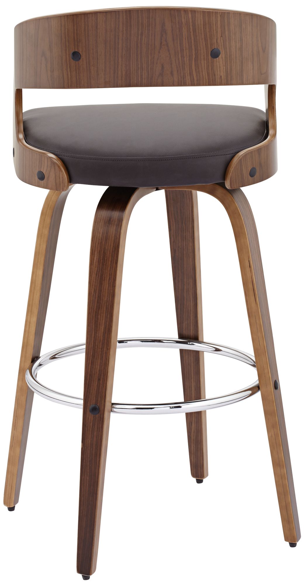 Image 6 Shelly Modern 30" Brown Faux Leather Swivel Bar Stool more views