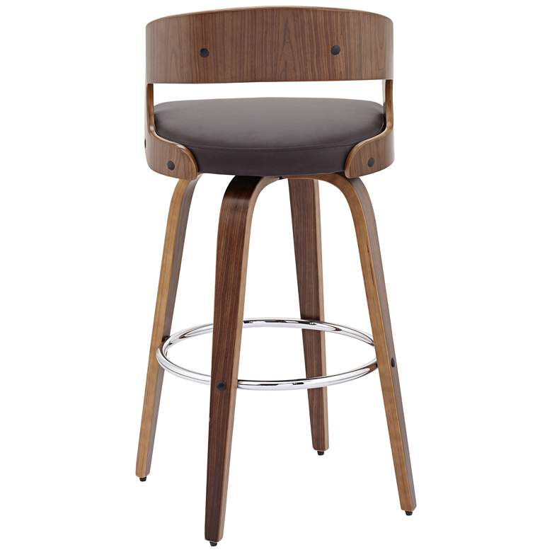 Image 6 Shelly Modern 30" Brown Faux Leather Swivel Bar Stool more views