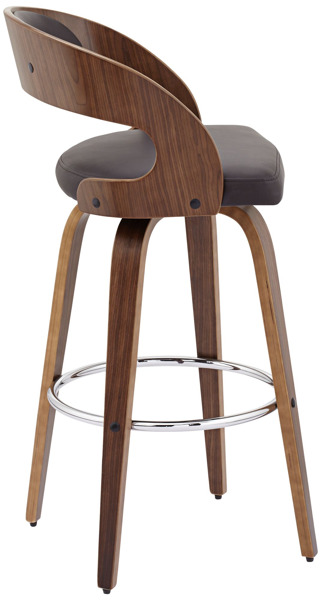 Image 7 Shelly Modern 30" Brown Faux Leather Swivel Bar Stool more views