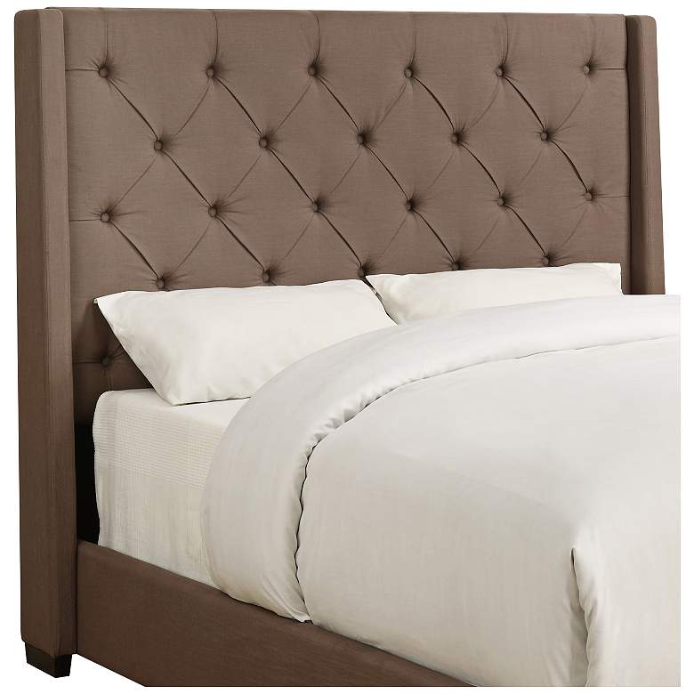 Image 1 Shelter Taupe Fabric Queen Headboard