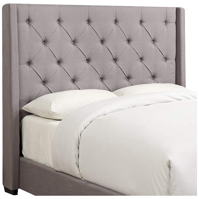 Image 1 Shelter Warm Gray Fabric Queen Headboard