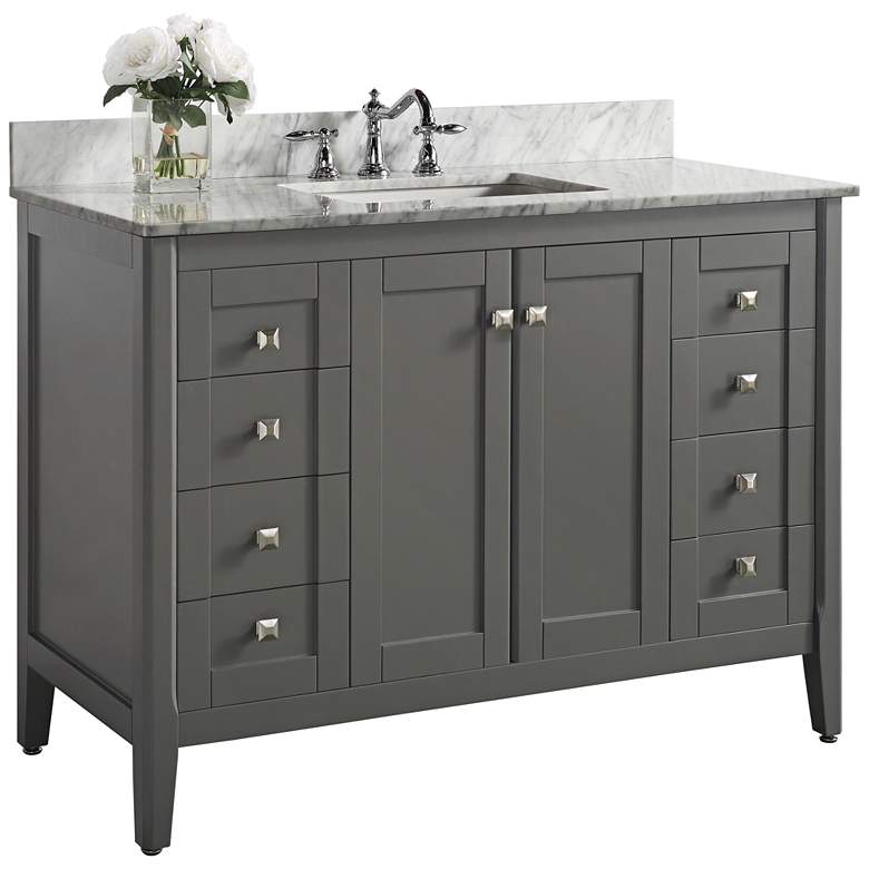 Image 1 Shelton Sapphire Gray 48" White Marble Single Sink Vanity