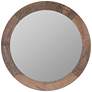 Shelton Walnut 40" x 40" Mango Wood Round Wall Mirror
