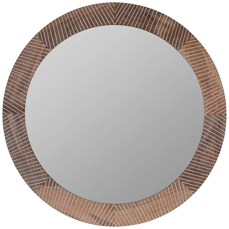 Image 1 Shelton Walnut 40" x 40" Mango Wood Round Wall Mirror