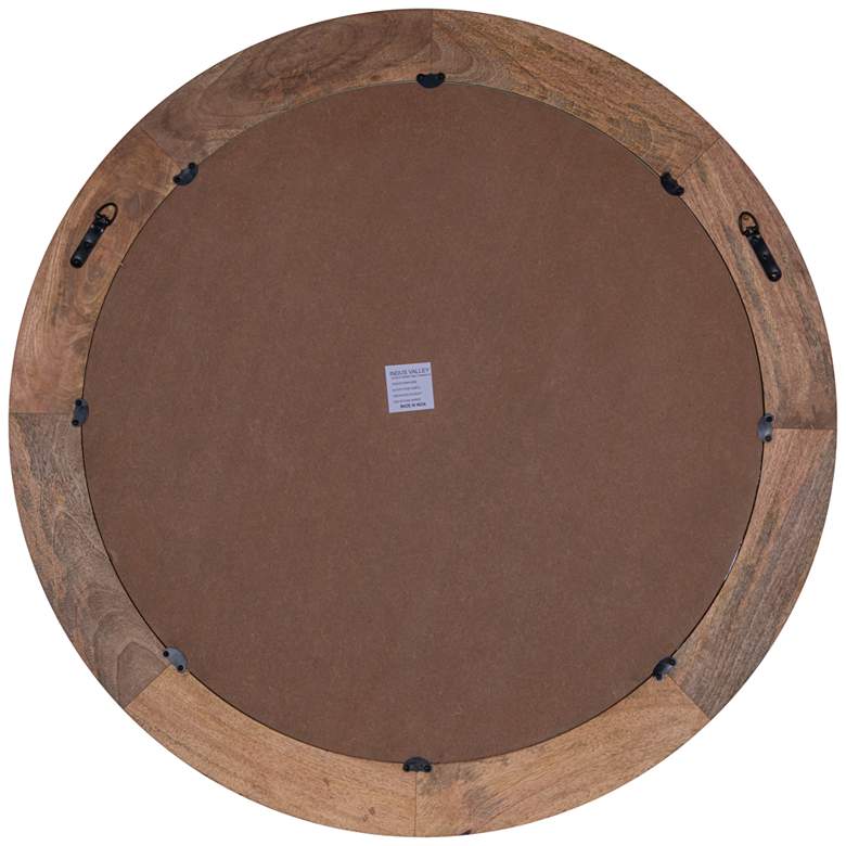 Image 3 Shelton Walnut 40" x 40" Mango Wood Round Wall Mirror more views
