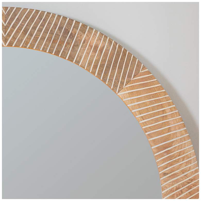 Image 6 Shelton Walnut 40" x 40" Mango Wood Round Wall Mirror more views
