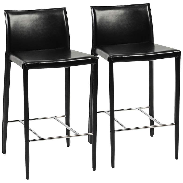 Image 1 Shen Black Bonded Leather 26 inch Counter Chair Set of 2