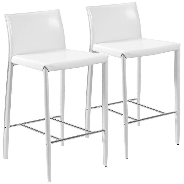 Image 1 Shen White Bonded Leather Counter Chair Set of 2