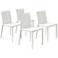 Shen White Bonded Leather Side Chair Set of 4