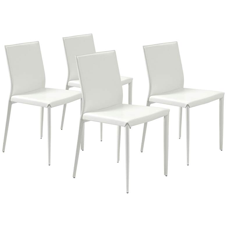 Image 1 Shen White Bonded Leather Side Chair Set of 4