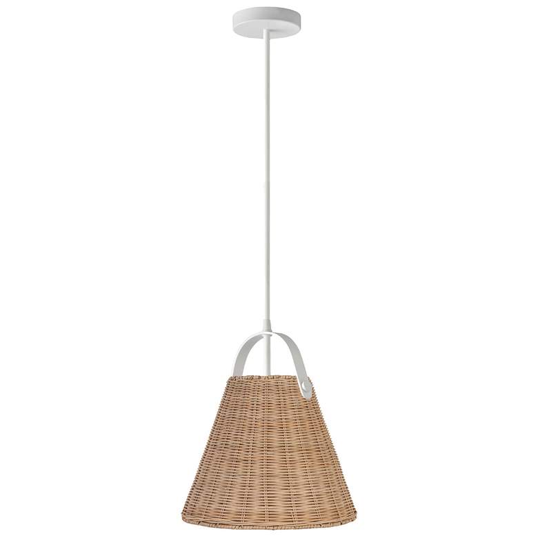 Image 1 Shenandoah 13" Wide Matte White Pendant With Wicker Shade