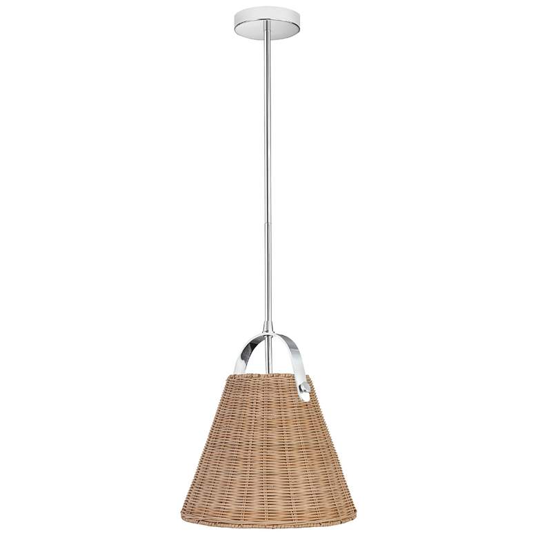Image 1 Shenandoah 13" Wide Polished Chrome Pendant With Wicker Shade