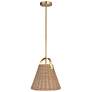 Shenandoah 13"W Aged Brass and Natural Wicker Pendant Light