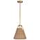 Shenandoah 13"W Aged Brass and Natural Wicker Pendant Light