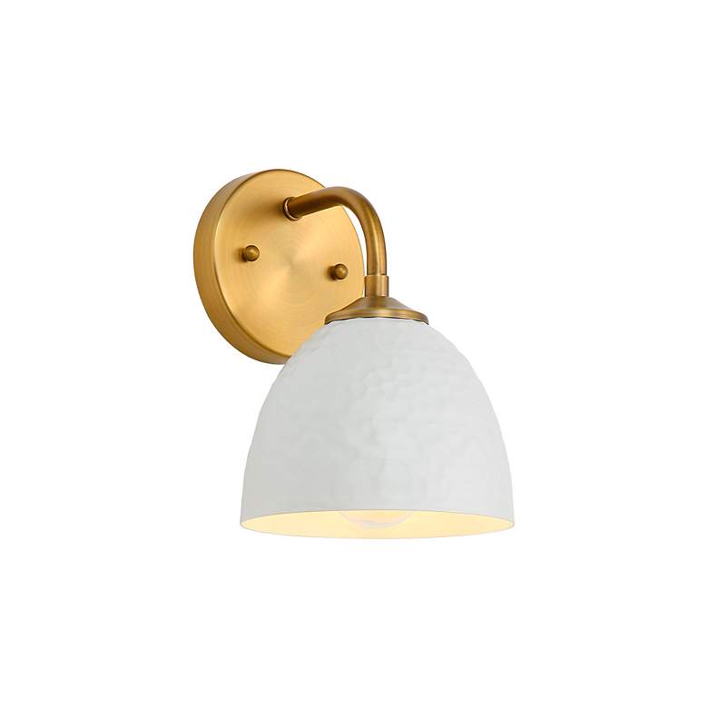 Image 3 Shepard 1-Light Wall Sconce in Modern Brass with Matte White more views
