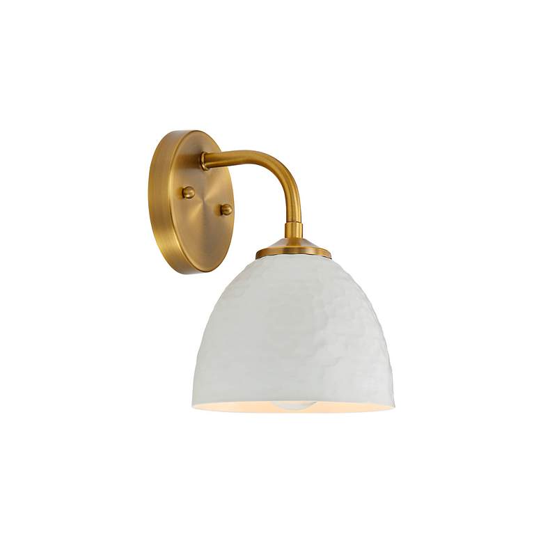 Image 5 Shepard 1-Light Wall Sconce in Modern Brass with Matte White more views