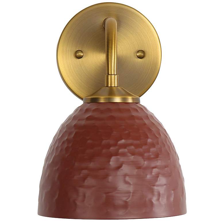 Image 1 Shepard 1-Light Wall Sconce in Modern Brass with Russet Clay