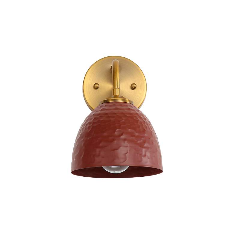 Image 2 Shepard 1-Light Wall Sconce in Modern Brass with Russet Clay more views