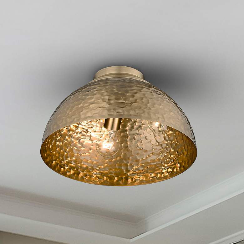 Image 1 Shepard 13 3/4" Wide Flush Mount in Modern Brass with Modern Brass