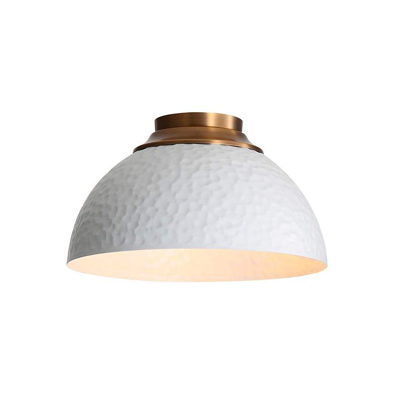 Image 2 Shepard 3-Light Flush Mount in Modern Brass with Matte White more views