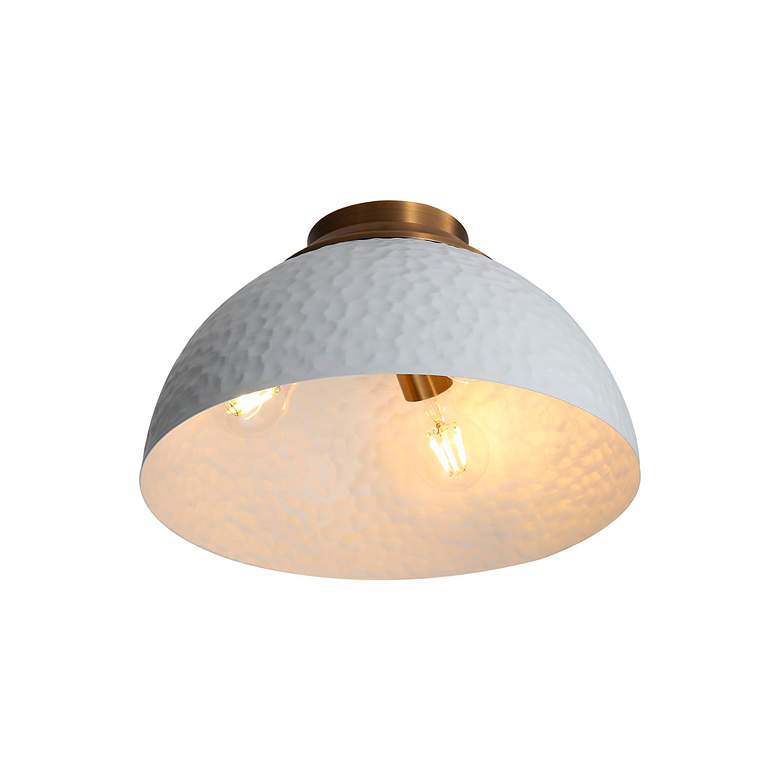 Image 3 Shepard 3-Light Flush Mount in Modern Brass with Matte White more views