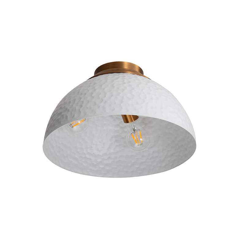 Image 4 Shepard 3-Light Flush Mount in Modern Brass with Matte White more views