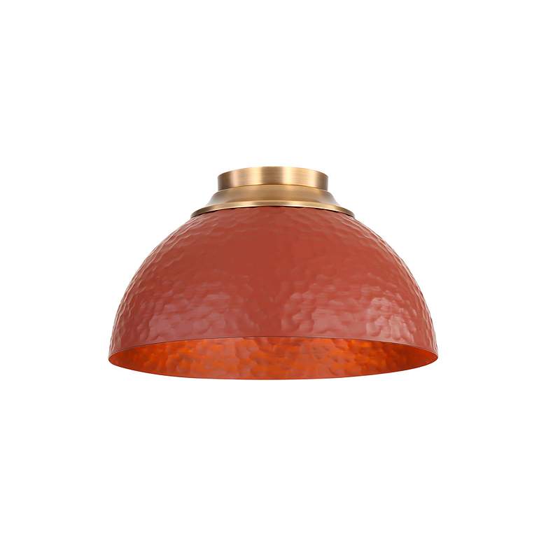 Image 2 Shepard 3-Light Flush Mount in Modern Brass with Russet Clay more views