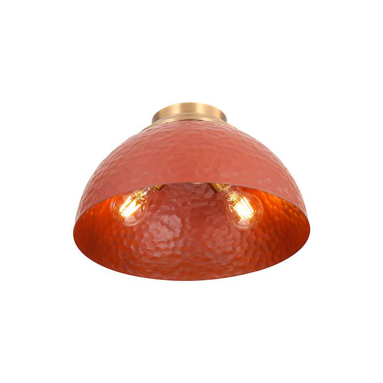 Image 3 Shepard 3-Light Flush Mount in Modern Brass with Russet Clay more views
