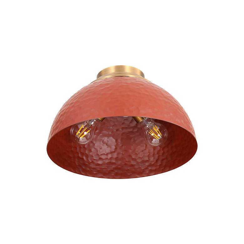 Image 4 Shepard 3-Light Flush Mount in Modern Brass with Russet Clay more views