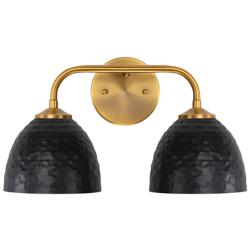 Shepard 9"H Modern Brass and Matte Black 2-Light Wall Sconce