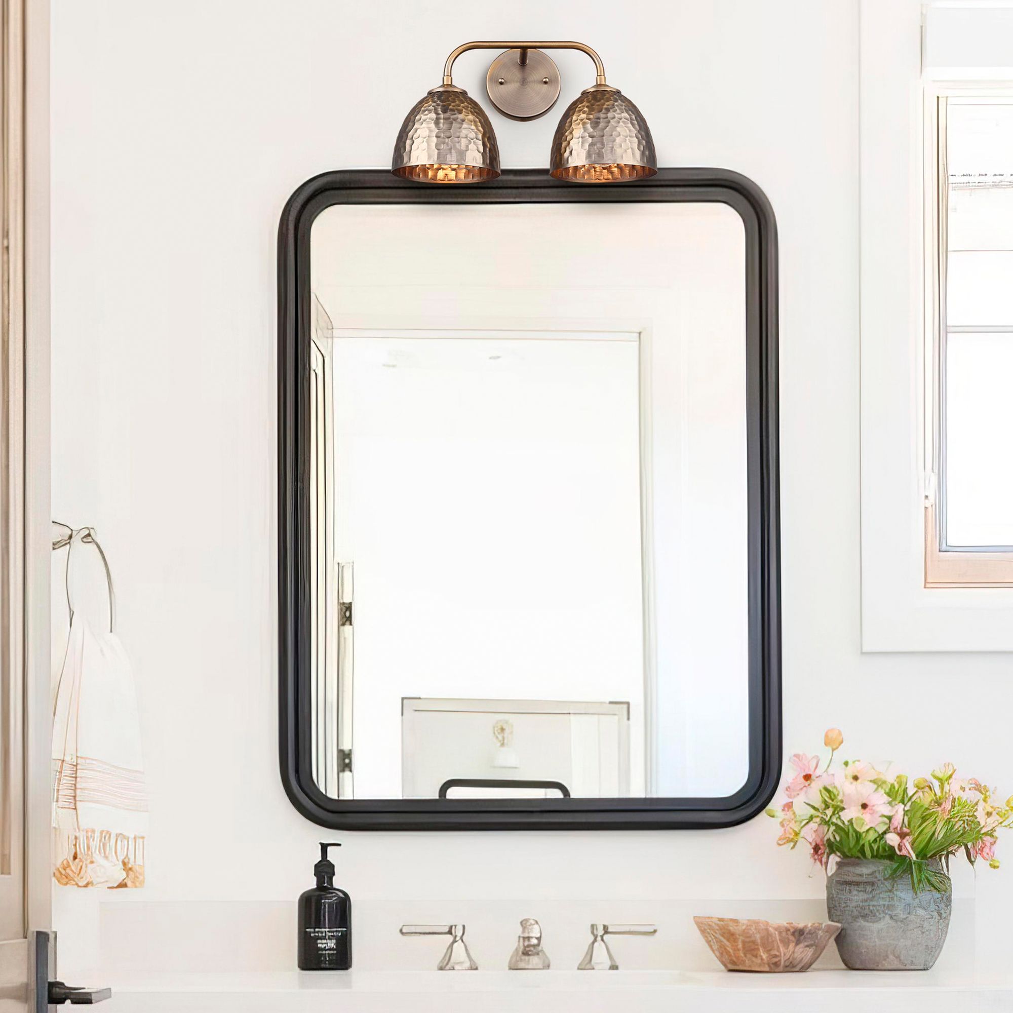 Shepard 9"H Modern Brass and Matte Black 2-Light Wall Sconce