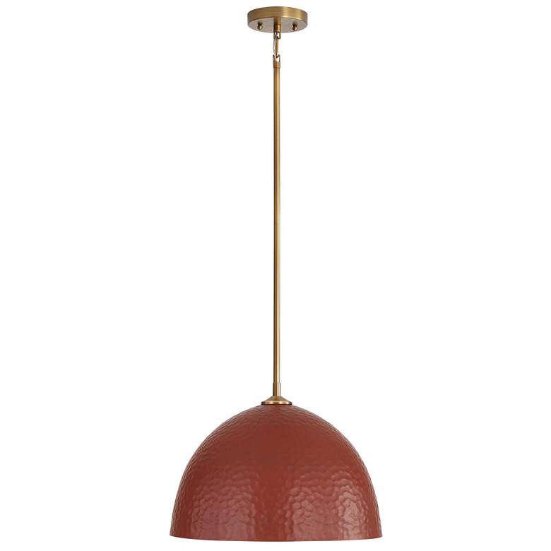 Image 1 Shepard Large Pendant in Modern Brass with Russet Clay