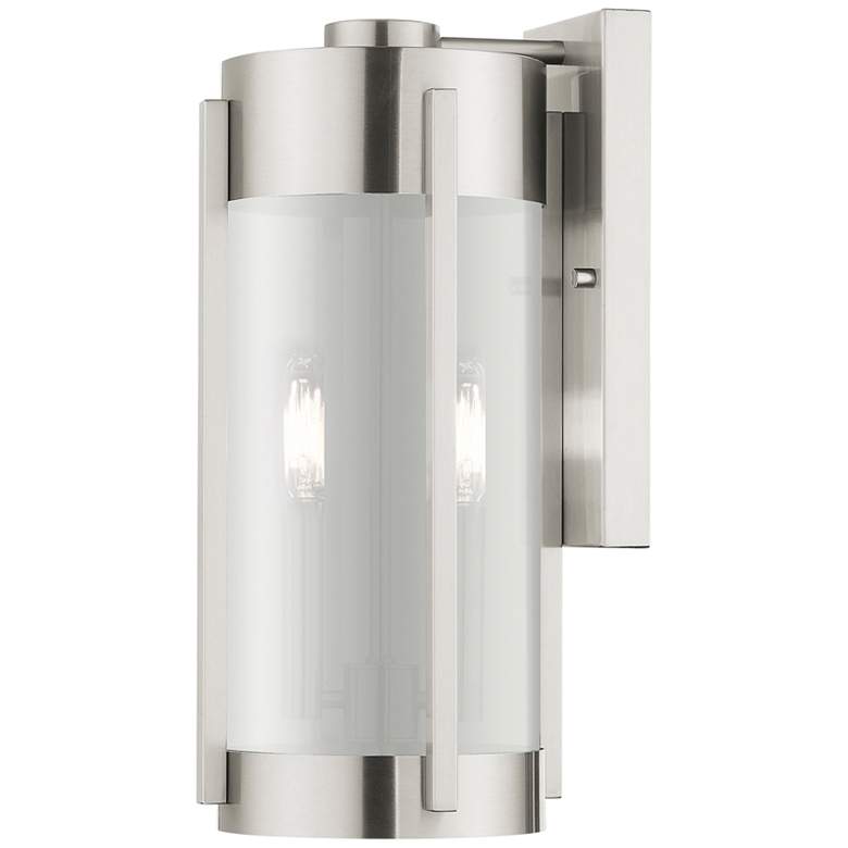 Image 5 Sheridan 16 inch High Brushed Nickel 2-Light Outdoor Wall Light more views