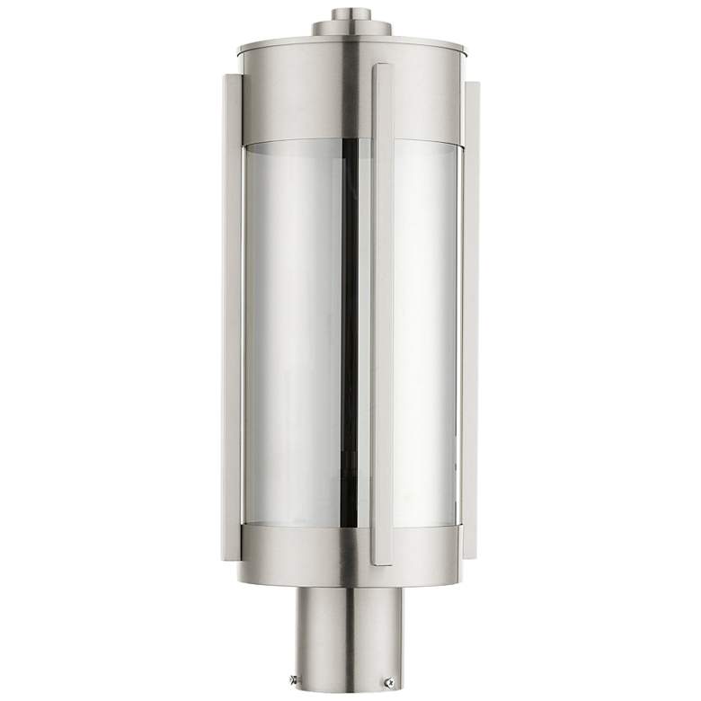 Image 3 Sheridan 18 3/4"H Brushed Nickel 2-Light Outdoor Post Light