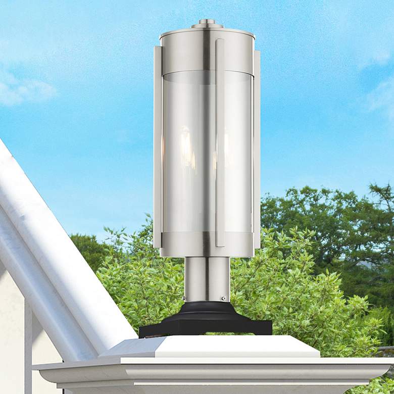 Image 2 Sheridan 18 3/4"H Brushed Nickel 2-Light Outdoor Post Light