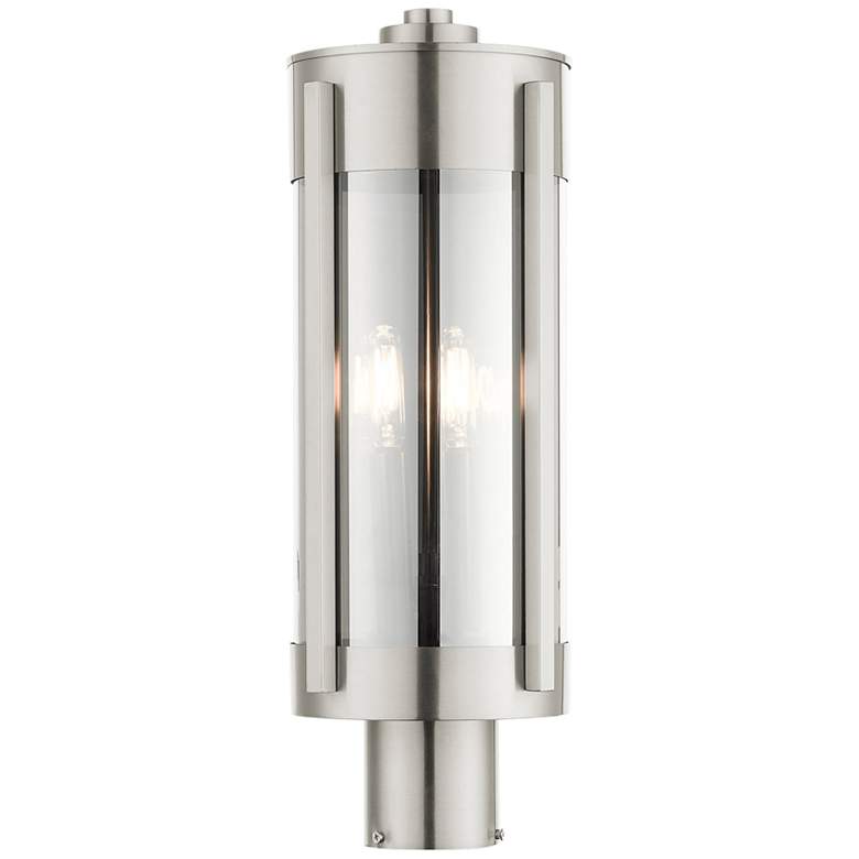 Image 5 Sheridan 18 3/4 inchH Brushed Nickel 2-Light Outdoor Post Light more views