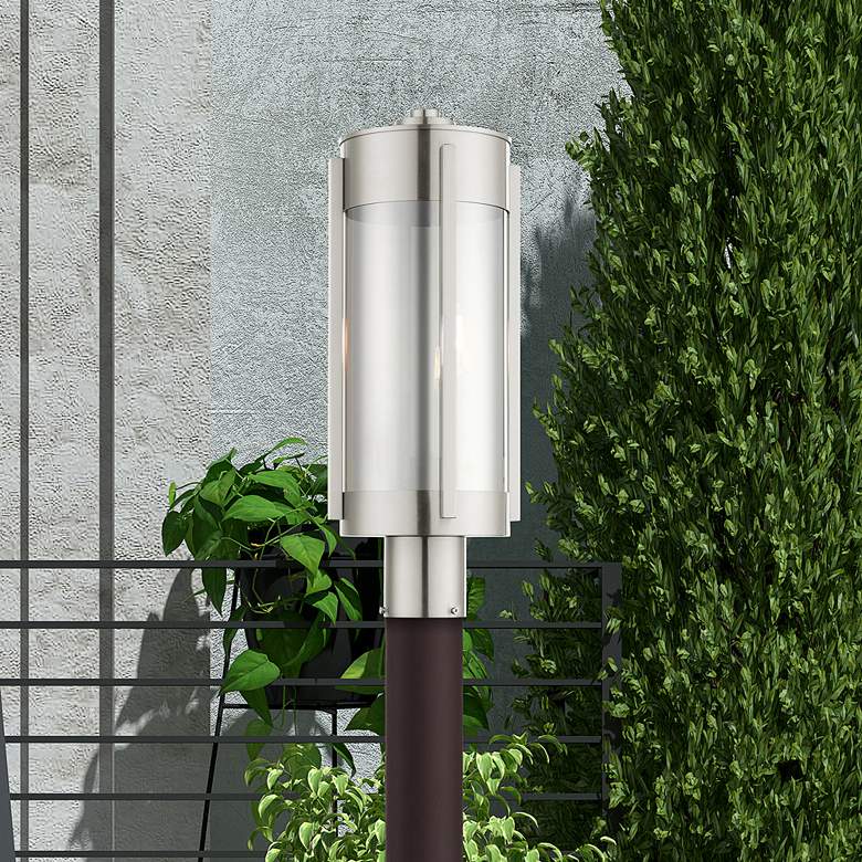 Image 6 Sheridan 18 3/4 inchH Brushed Nickel 2-Light Outdoor Post Light more views