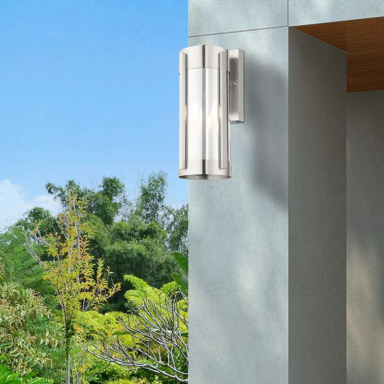 Image 6 Sheridan 18 3/4"H Brushed Nickel 3-Light Outdoor Wall Light more views