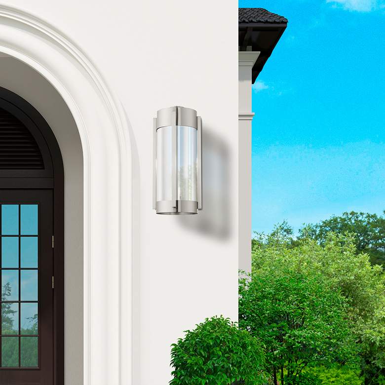 Image 7 Sheridan 18 3/4"H Brushed Nickel 3-Light Outdoor Wall Light more views