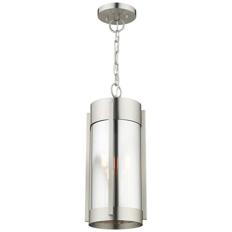 Image 2 Sheridan 18 inchH Brushed Nickel 2-Light Outdoor Hanging Light