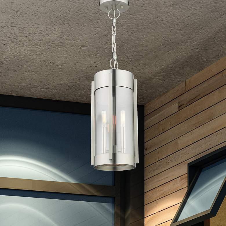 Image 1 Sheridan 18 inchH Brushed Nickel 2-Light Outdoor Hanging Light