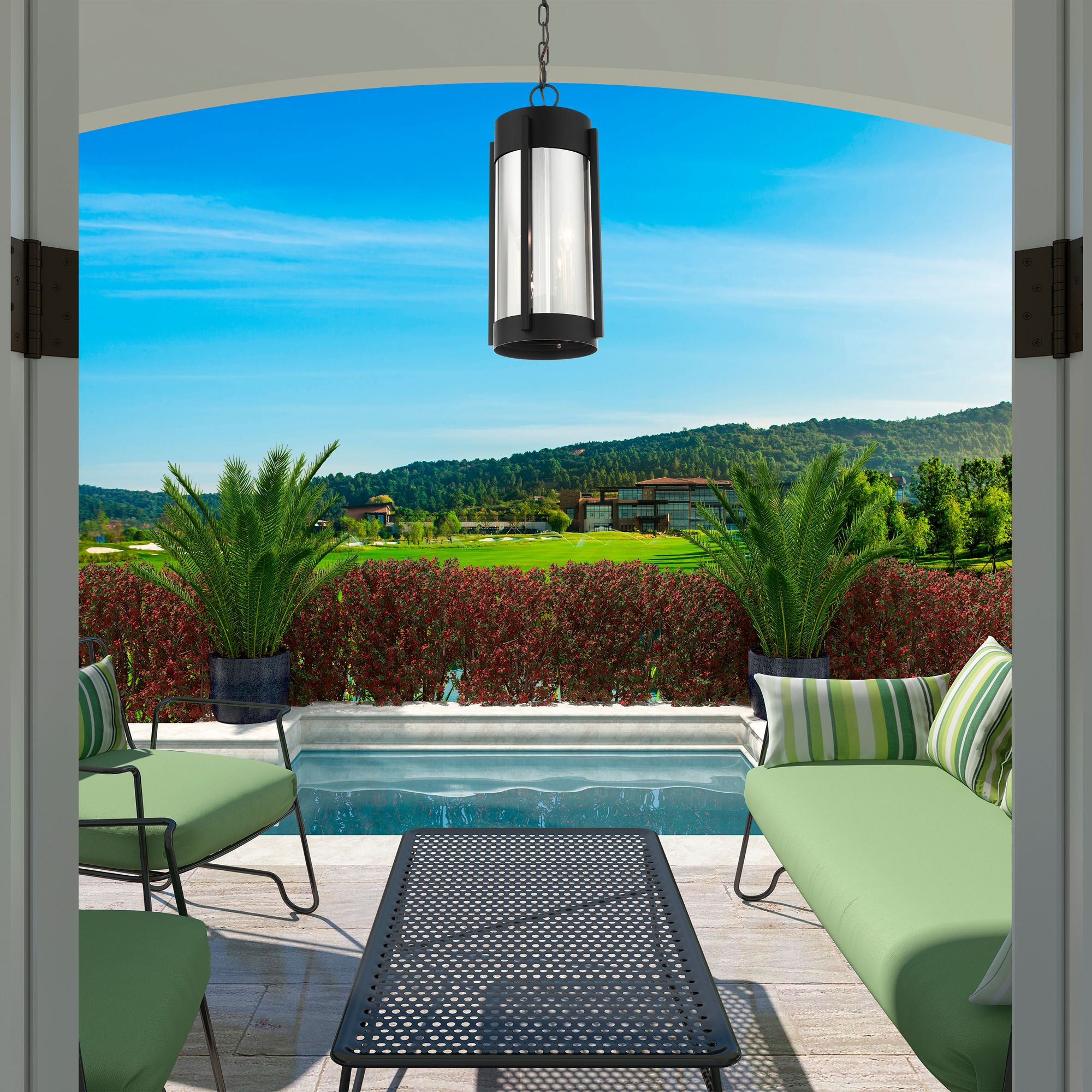 Sheridan 2 Light Black Outdoor Pendant Lantern