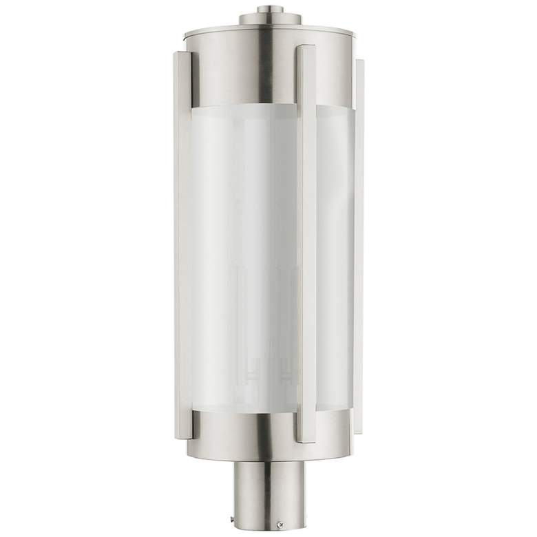 Image 3 Sheridan 22" High Brushed Nickel 3-Light Outdoor Post Light