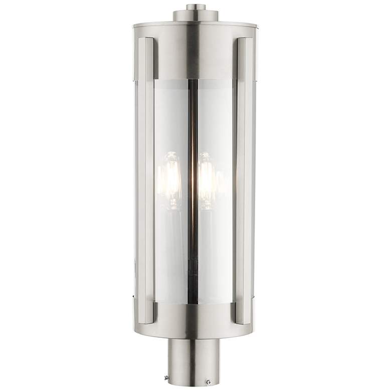 Image 5 Sheridan 22 inch High Brushed Nickel 3-Light Outdoor Post Light more views