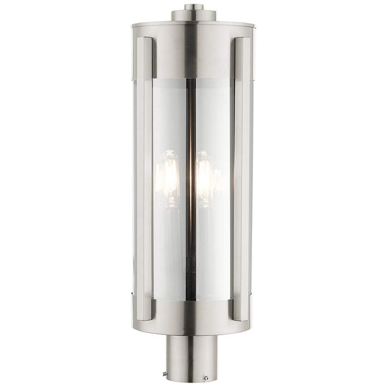 Image 5 Sheridan 22" High Brushed Nickel 3-Light Outdoor Post Light more views