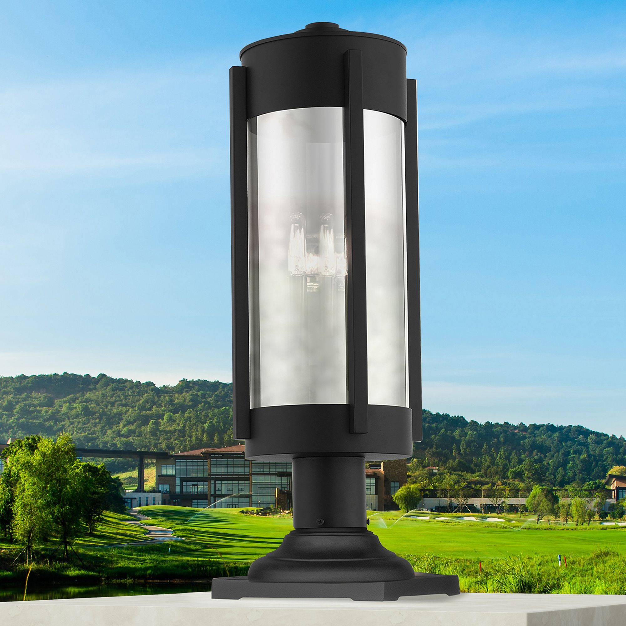 Sheridan 3 Light Black Outdoor Post Top Lantern